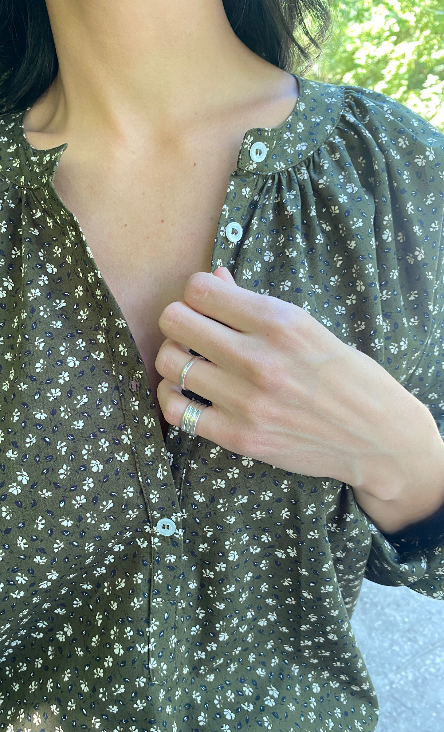 BLOUSE SOPHIE FLEURS KAKI