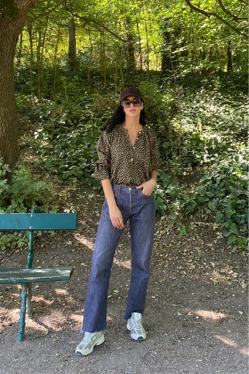BLOUSE SOPHIE FLEURS KAKI